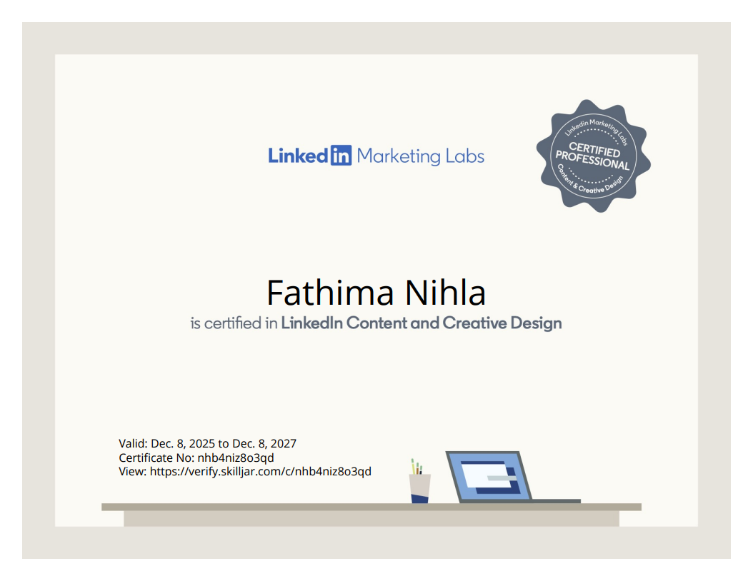 Best Graphic Designer & Web Developer in Malappuram-Certificate
